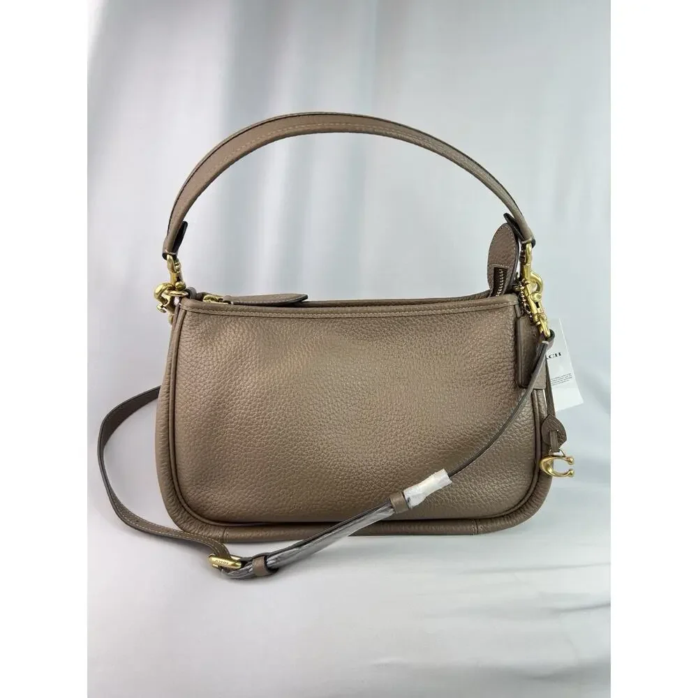 Coach Cary Crossbody Bag Pebbled Finish Dark Stone Gold Hardware Zip Strap CC437